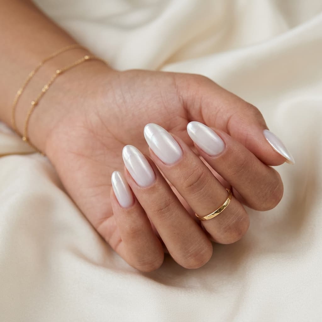 Hand detailing with minimalist rings and chrome tip design